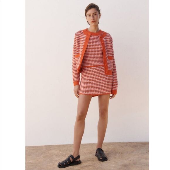 ZARA CHECKERED CROCHETED CARDIGAN - Picture 7 of 7